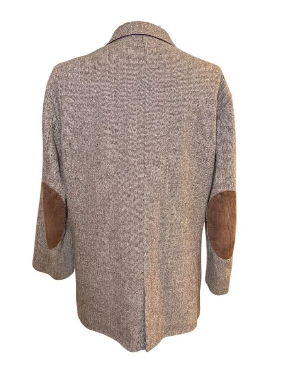 Tommy Bahama Brown Wool Blend Herringbone Tweed Blazer Elbow Patches 2 Btn Large